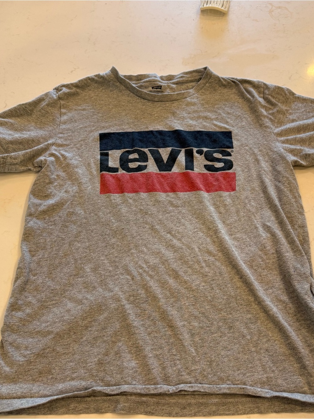 Levi's Grey Crewneck Tee with Navy and Red Logo